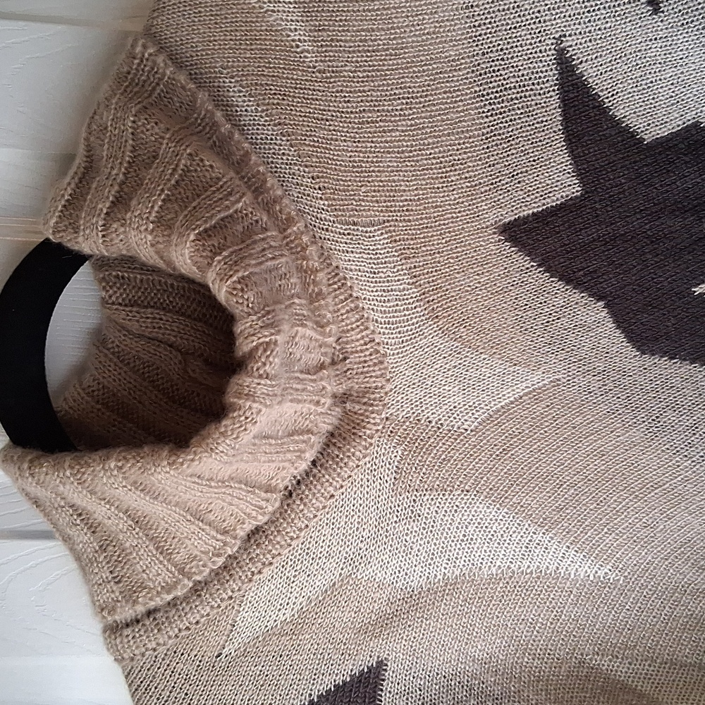 Sweater Poncho With Tassle Fringe Triangle Hem Pullover Cowl Neck Sweater Cape - Picture 6 of 8